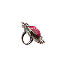 FLOWER POWER RING WITH GIANT RUBY CENTER
