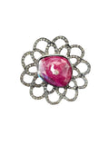FLOWER POWER RING WITH GIANT RUBY CENTER
