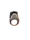ONYX SKULL RING WITH RUBY EYES AND DIAMOND PAVE