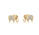 CHARMING 18K YELLOW GOLD AND DIAMOND PAVED ELEPHANT EARRINGS