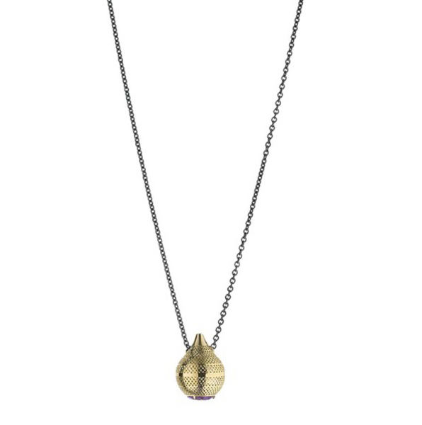 AMPHORA PENDANT IN 18K YELLOW GOLD WITH SILVER CABLE CHAIN