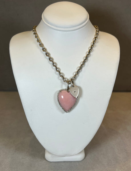 DOUBLE SIDED PINK OPAL HEART CHARM