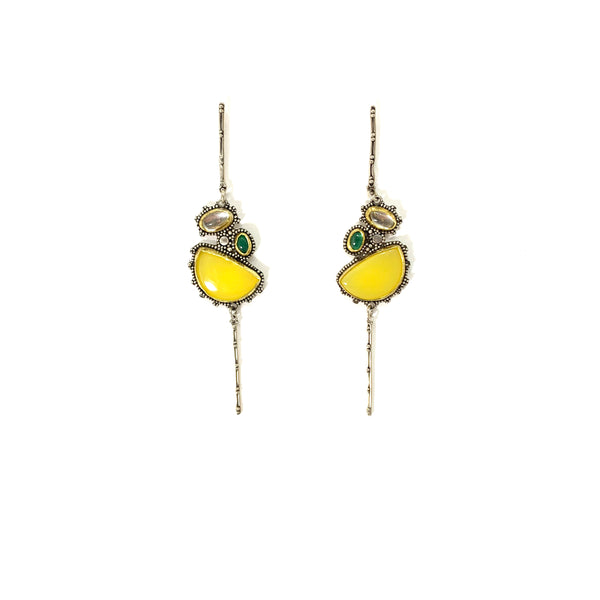 GRANULATED EARRINGS WITH CHALCEDONY