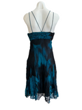 Blue and Black Dress with Cross-Bodice Straps