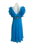Blue Ruffled Bodice Short Dress