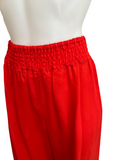 Tomato red, elastic-waist cotton pants