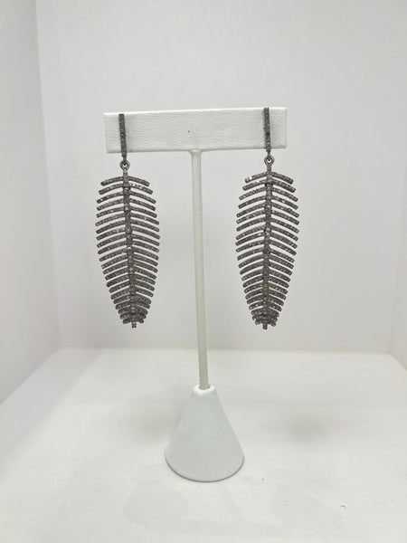 PAVE DIAMOND FEATHER EARRINGS