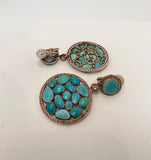ROUND TURQUOISE PAVE EARRINGS
