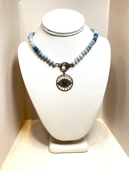 FACETED BLUE OPAL NECKLACE