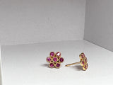 PINK SAPPHIRE DAISY STUD EARRINGS IN YELLOW GOLD