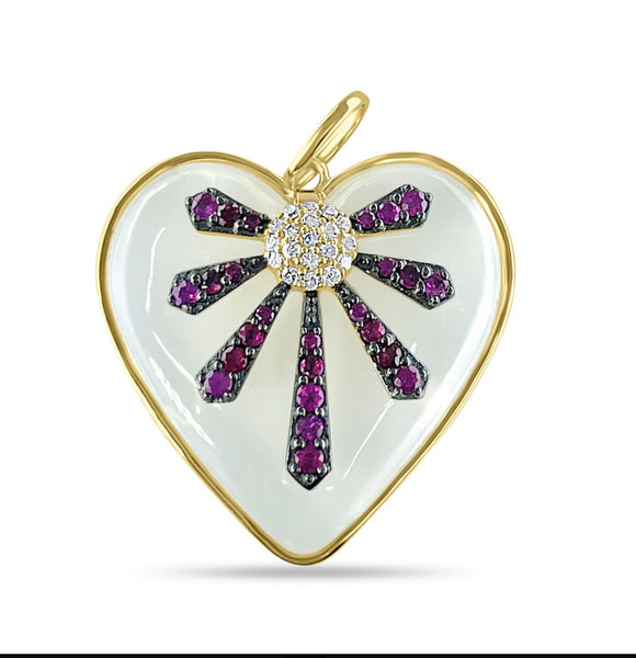 LARGE CRYSTAL HEART WITH RUBIES