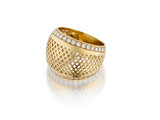 DOME TOP CROWNWORK RING WITH PAVE WHITE DIAMONDS