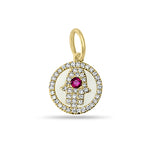 TINY BUT MIGHTY HAMSA CHARM WITH WHITE DIAMONDS AND A PINK SAPPHIRE