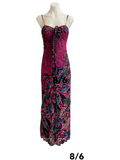PINK WAVE PRINT GOWN WITH SPAGHETTI STRAPS
