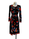 1970S WOOL AND SILK FLORAL DRESS