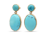 HAND CARVED TURQUOISE AND DIAMOND EARRINGS
