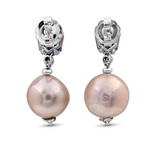 BAROQUE PEARL EARRINGS WITH AMETHYST AND CHAMPAGNE DIAMOND