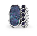 HINGED AGATE AND IOLITE RING
