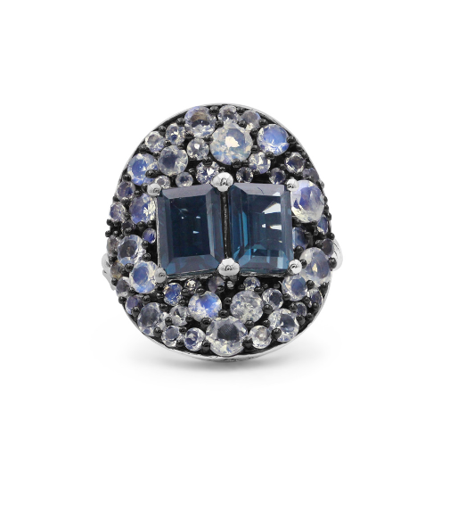 LONDON BLUE TOPAZ AND MOONSTONE RING