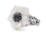 MOTHER OF PEARL AND BLACK SPINEL STERLING RING