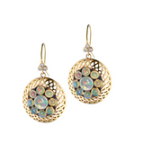 CROWNWORK DISC EARRINGS WITH DIAMONDS AND OPALS