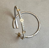 Silver Hoops with center set octagons