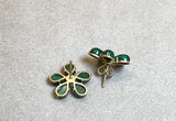 MALACHITE AND YELLOW GOLD FLOWER POST EARRINGS
