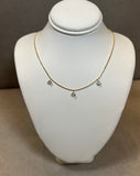 THREE FLOATING DIAMONDS YELLOW GOLD NECKLACE