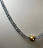 BLUE SAPPHIRE CHOKER WITH YELLOW GOLD BEAD