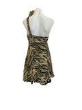 TIGER PRINT ONE SHOULDER PLEATED DRESS WITH WRAP