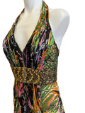 Multi-colored Halter Gown with Jungle Print