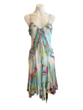 Pale Turquoise Floral Print Strappy Dress