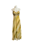 Yellow and Green Vertical Stripe Gown