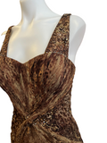 ANIMAL PRINT GOWN WITH SHOULDER STRAPS AND SEQUIN EMBELLISHMENTS