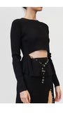 BEADED CROPPED CUTOUT TOP